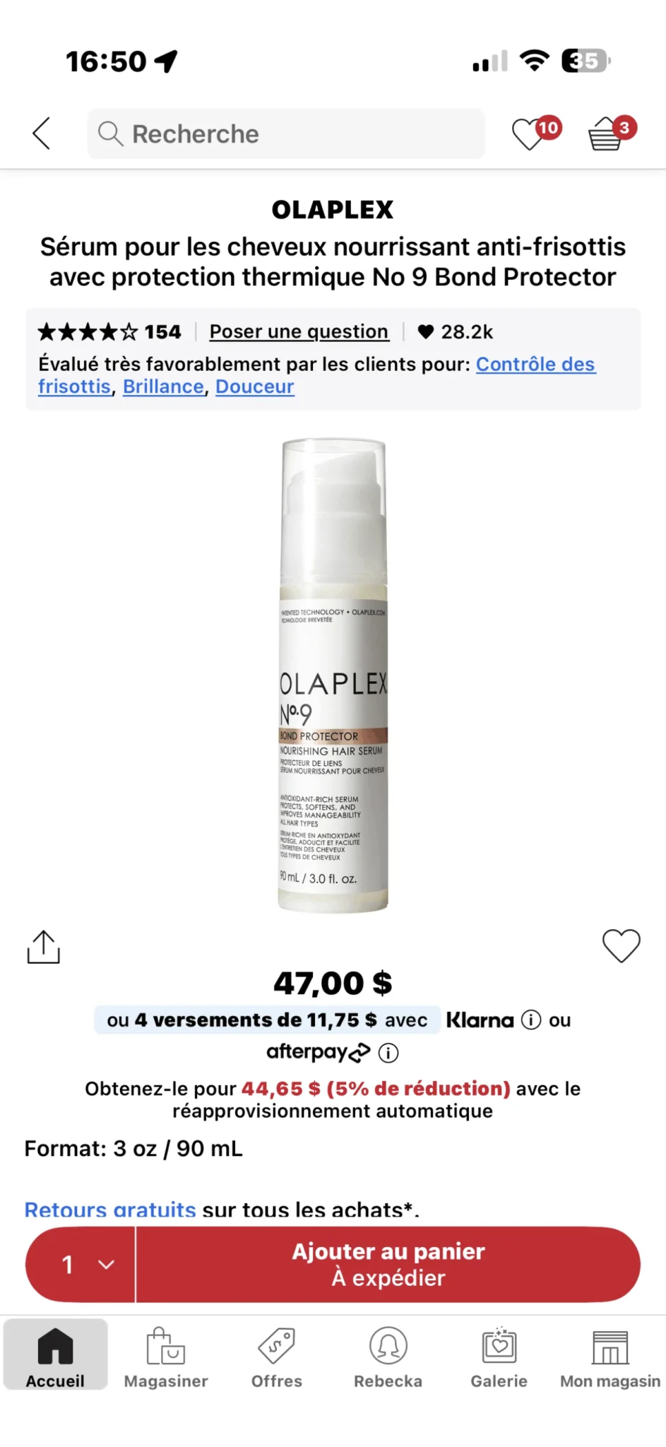 Image for Nourishing anti-frizz hair serum with heat protection No 9 Bond Protector