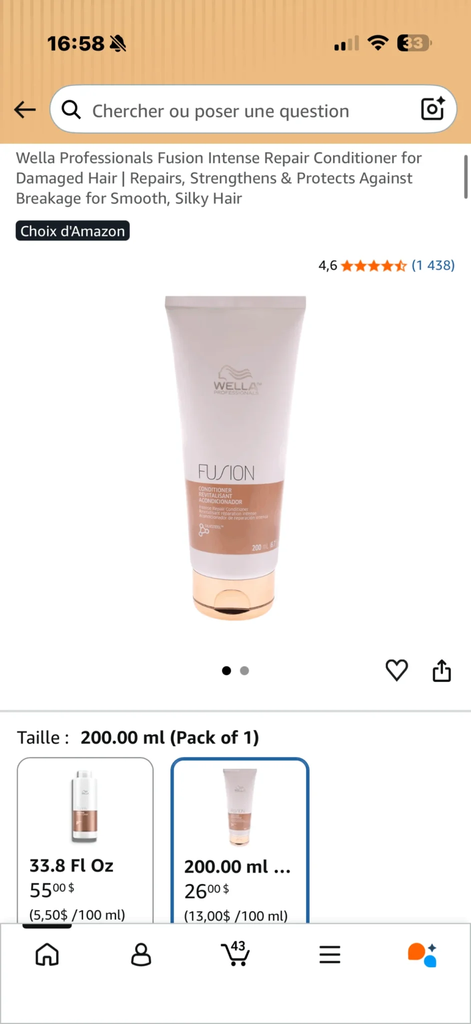 Image for Wella Professionals Fusion Intense Repair Conditioner for Damaged Hair