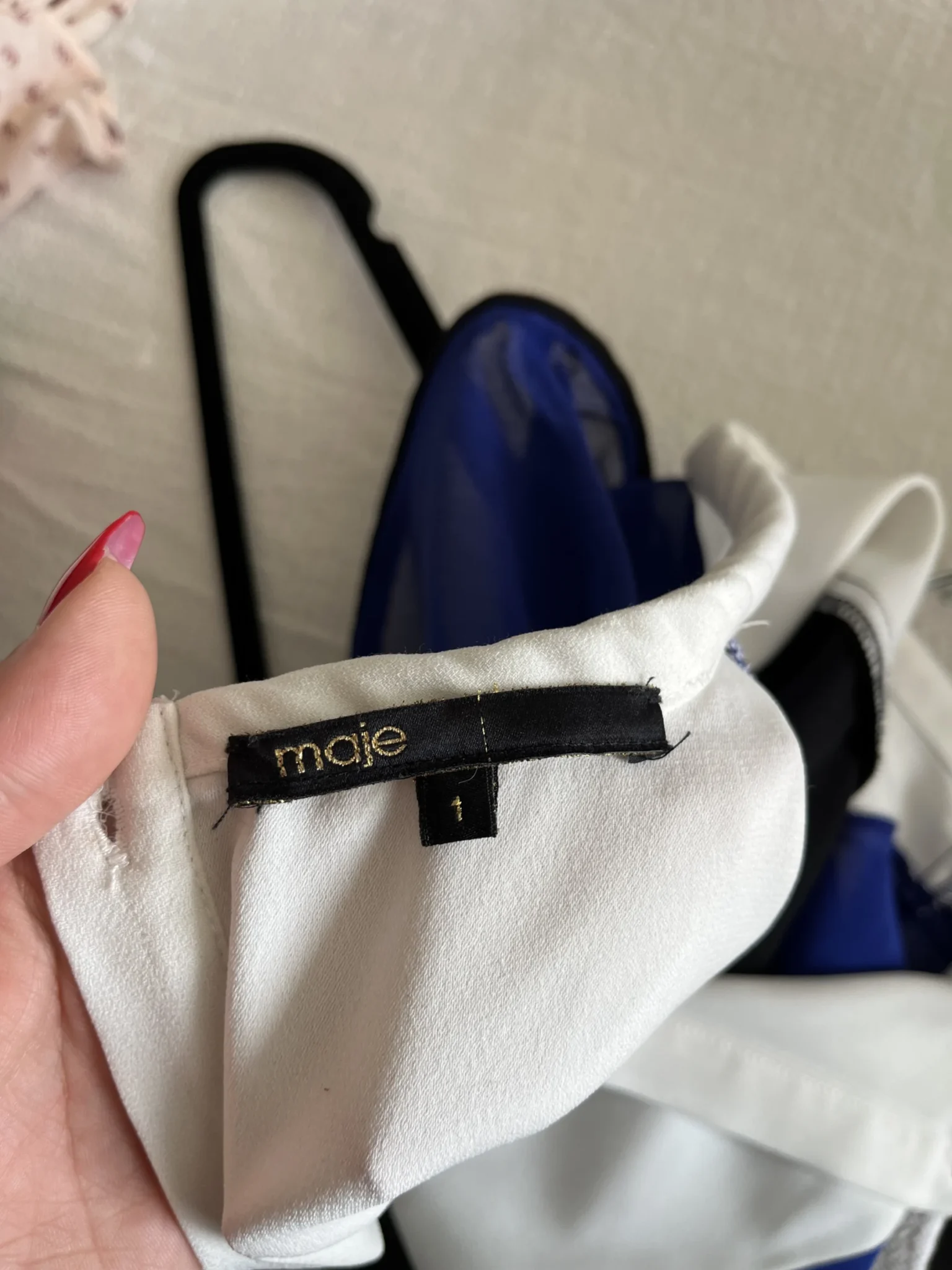Image for Maje dress size 1 - S chic black white and electric blue with silk yoke