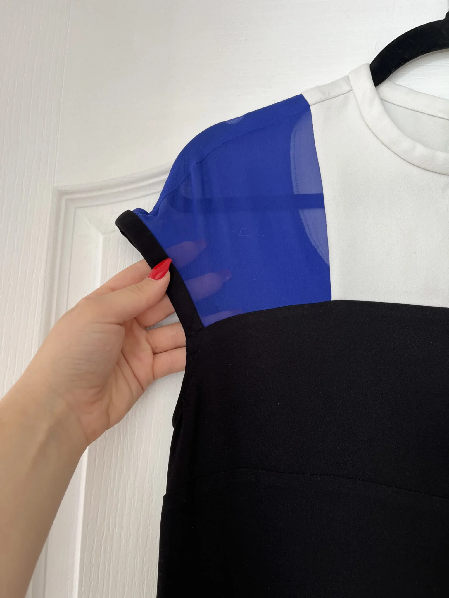 Image for Maje dress size 1 - S chic black white and electric blue with silk yoke