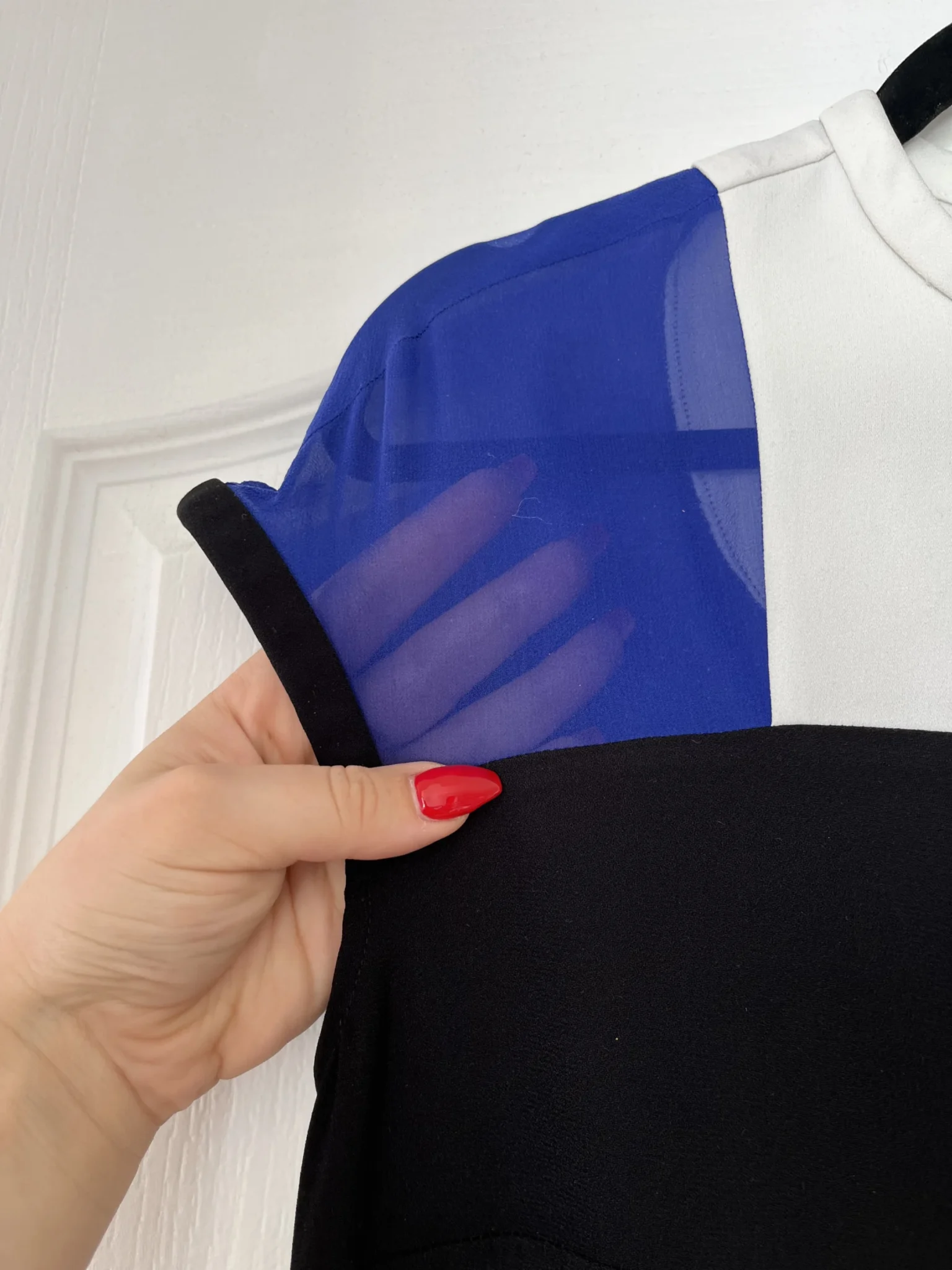 Image for Maje dress size 1 - S chic black white and electric blue with silk yoke