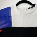 Thumbnail for Maje dress size 1 - S chic black white and electric blue with silk yoke