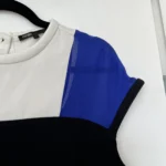 Thumbnail for Maje dress size 1 - S chic black white and electric blue with silk yoke