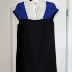 Thumbnail for Maje dress size 1 - S chic black white and electric blue with silk yoke