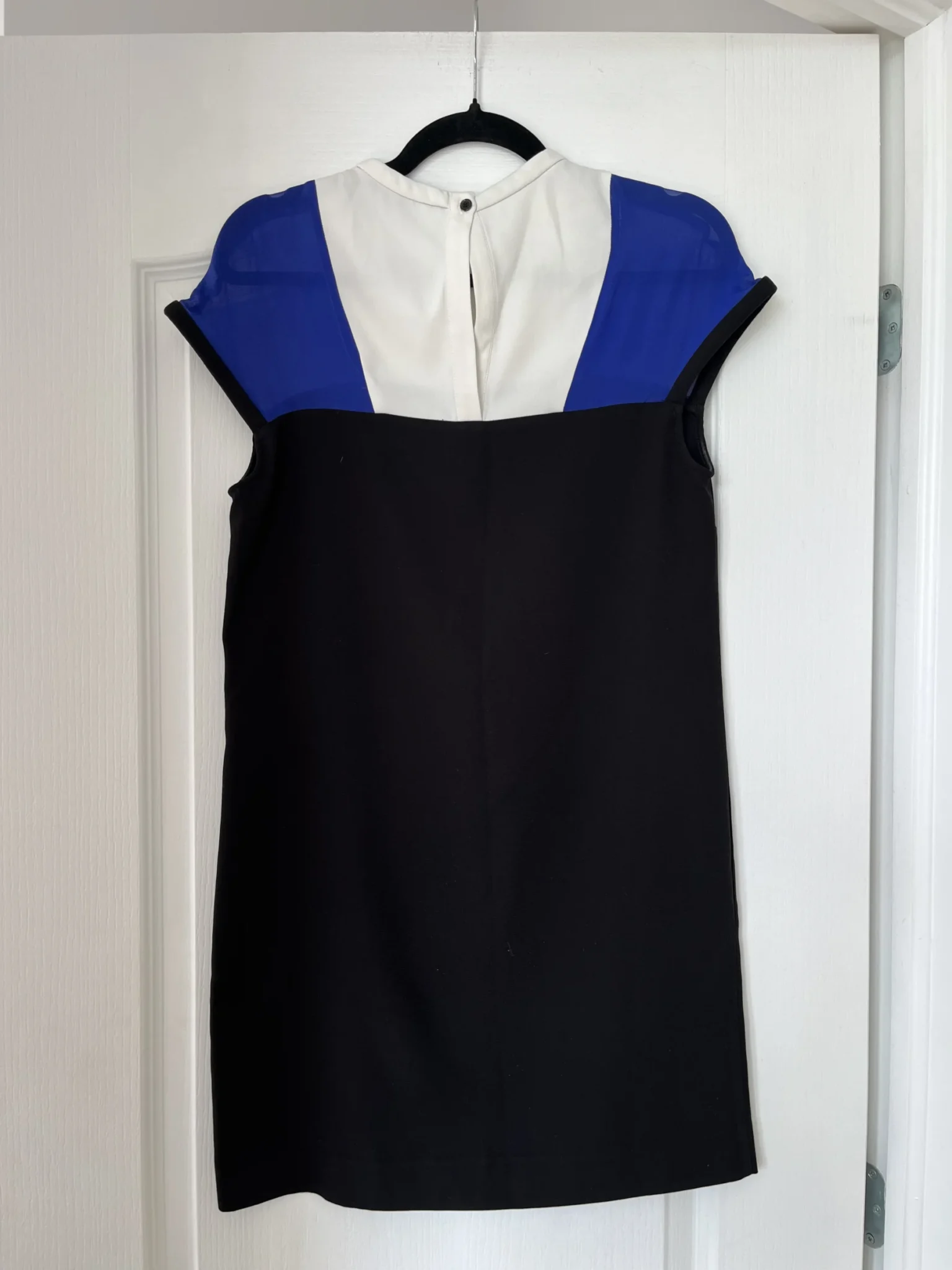Image for Maje dress size 1 - S chic black white and electric blue with silk yoke