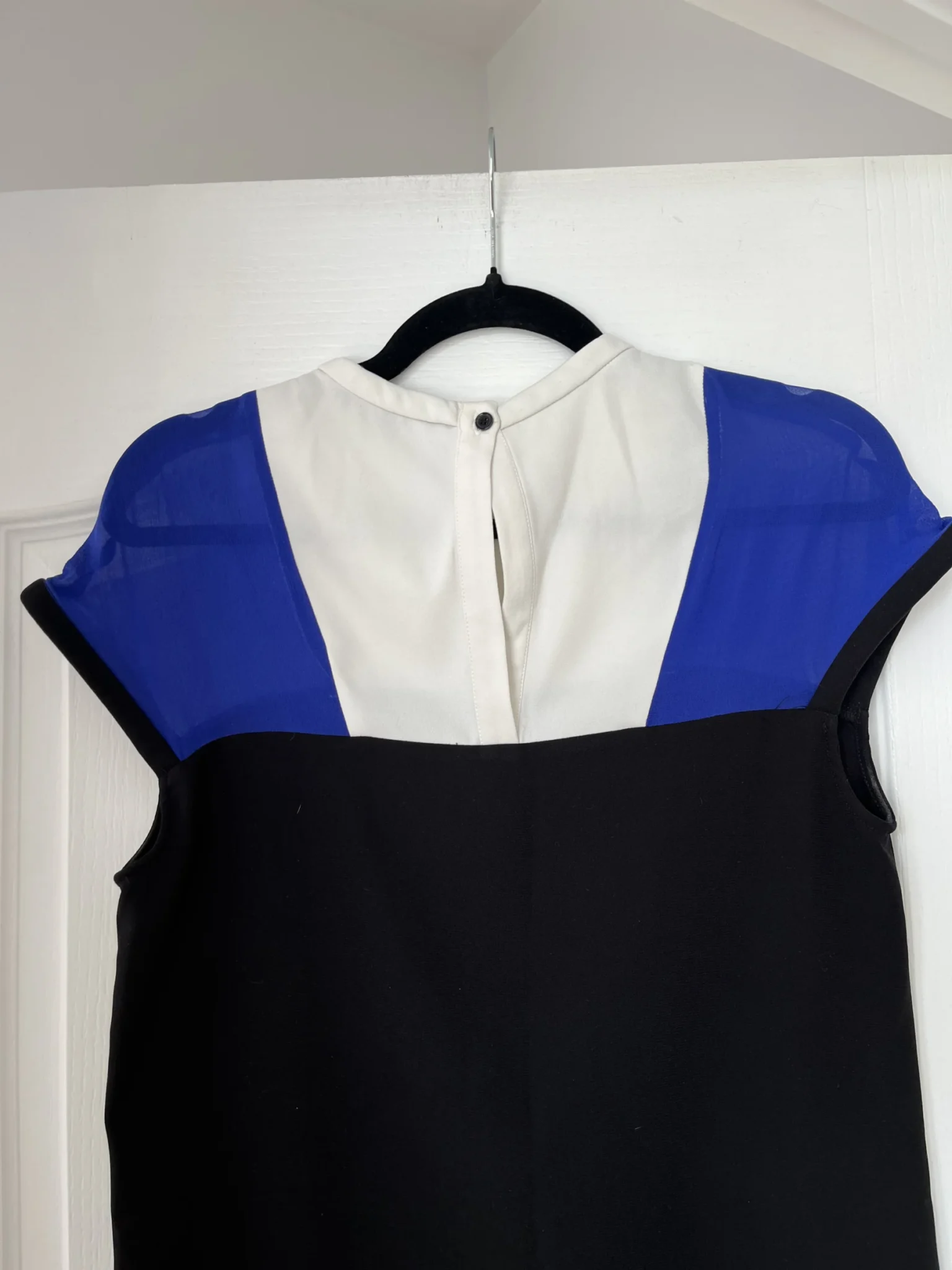 Image for Maje dress size 1 - S chic black white and electric blue with silk yoke