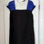 Thumbnail for Maje dress size 1 - S chic black white and electric blue with silk yoke
