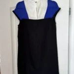 Thumbnail for Maje dress size 1 - S chic black white and electric blue with silk yoke