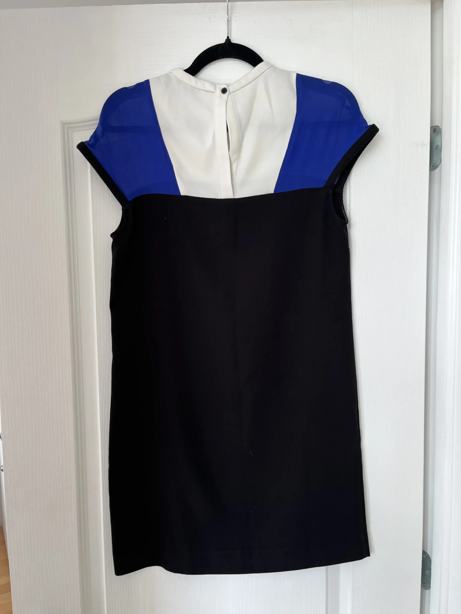 Image for Maje dress size 1 - S chic black white and electric blue with silk yoke