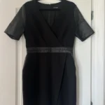Thumbnail for The Kooples black dress with leather yoke size 40 - L