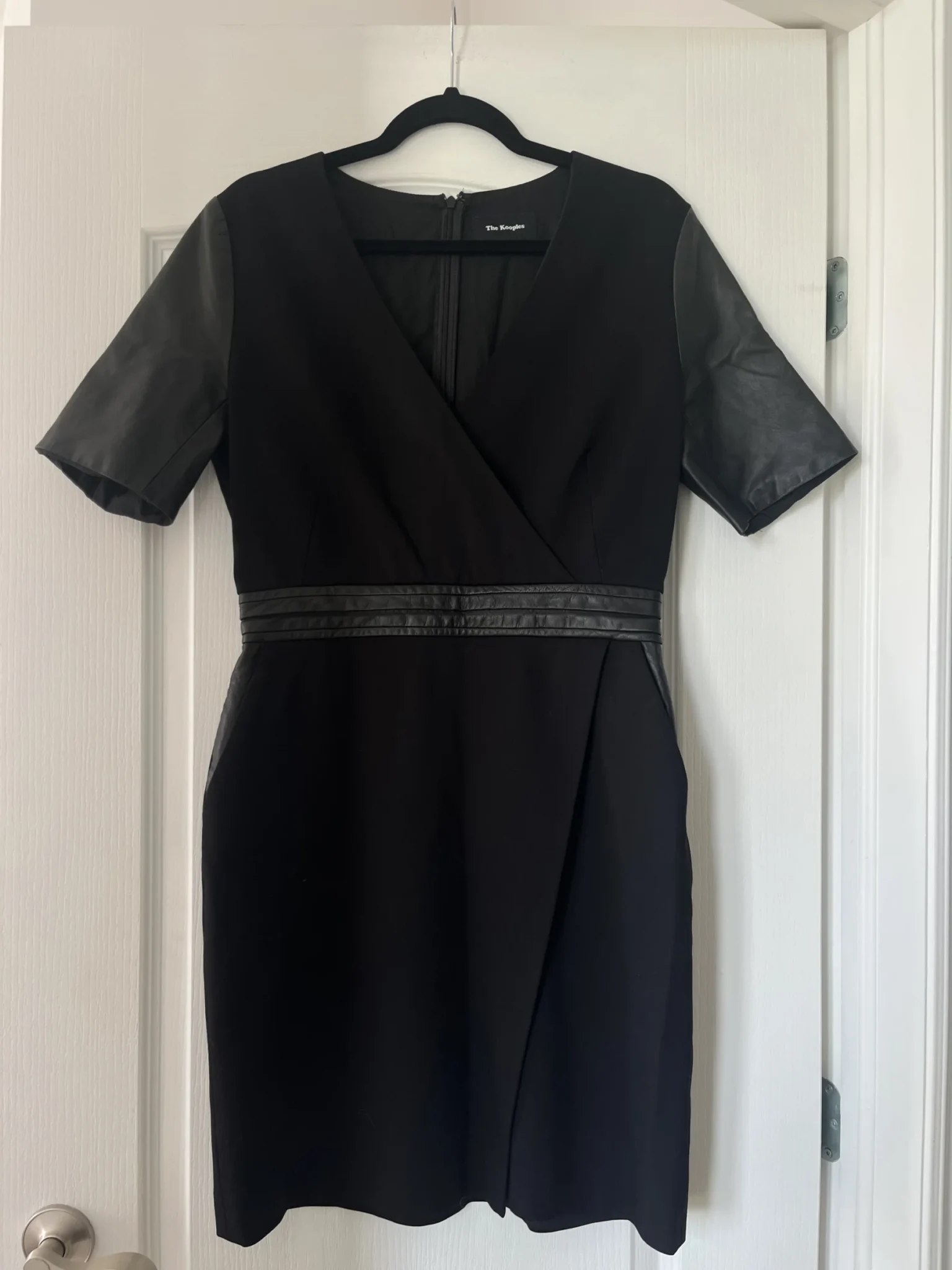Image for The Kooples black dress with leather yoke size 40 - L