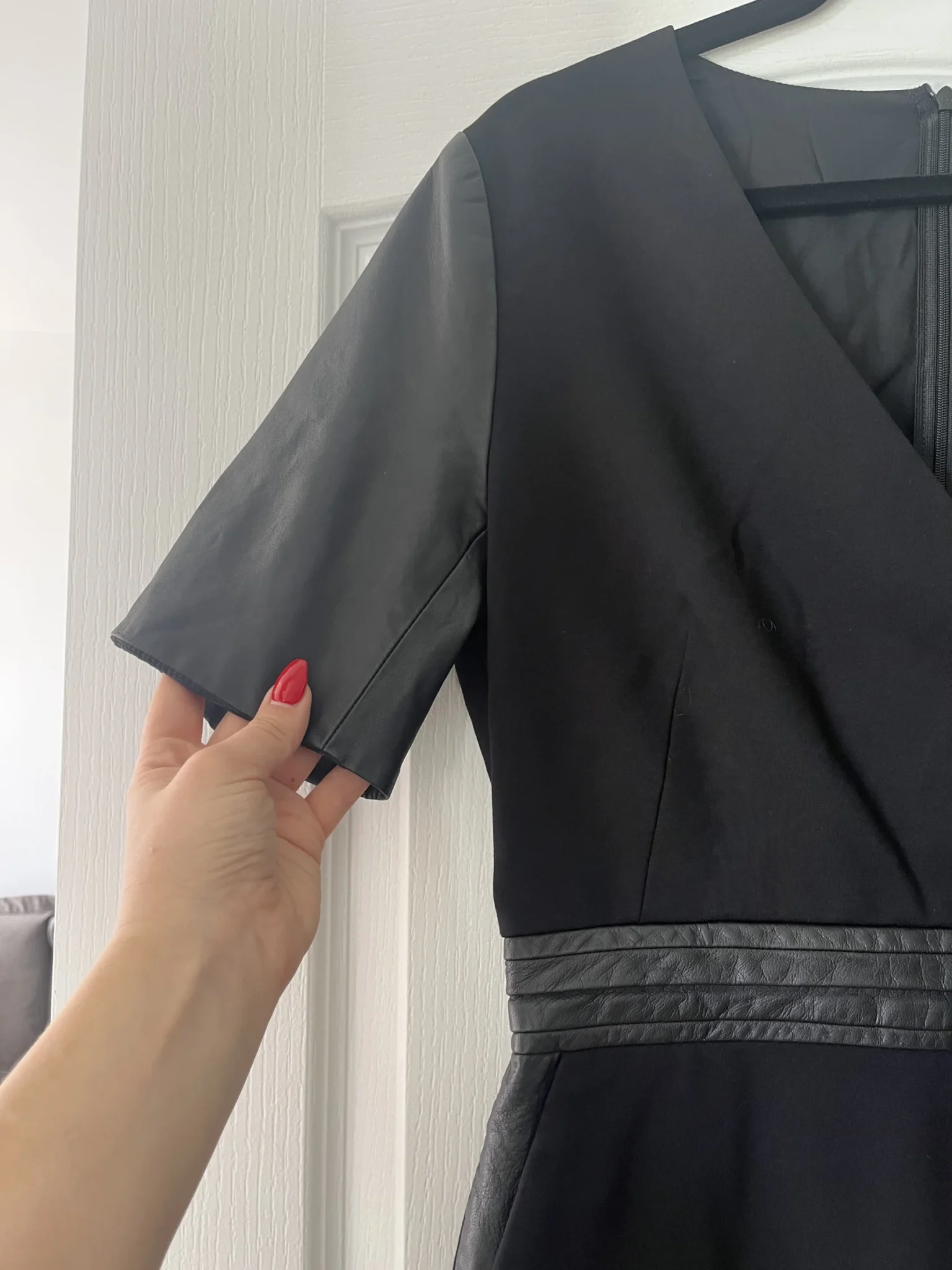 Image for The Kooples black dress with leather yoke size 40 - L