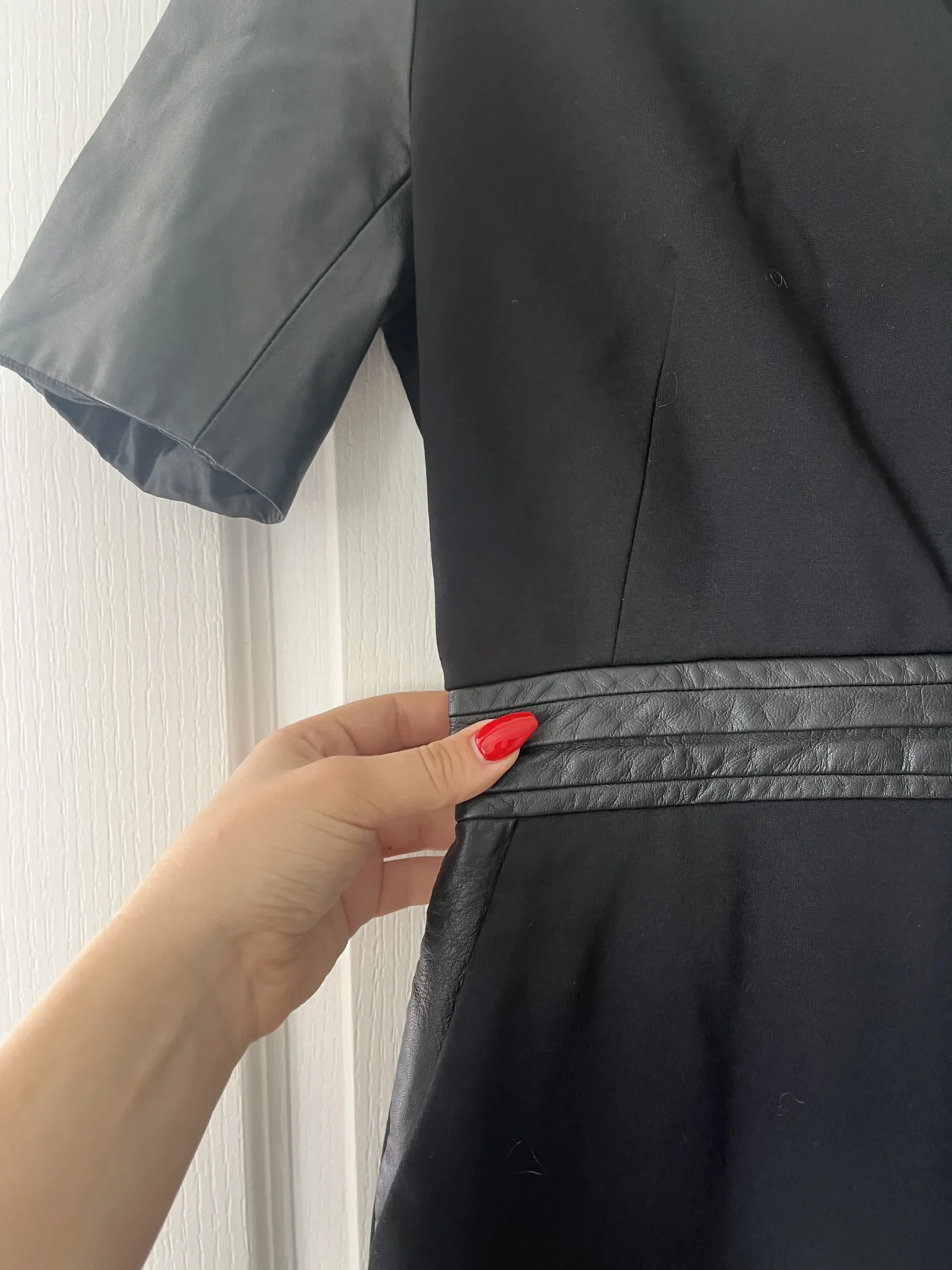 Image for The Kooples black dress with leather yoke size 40 - L