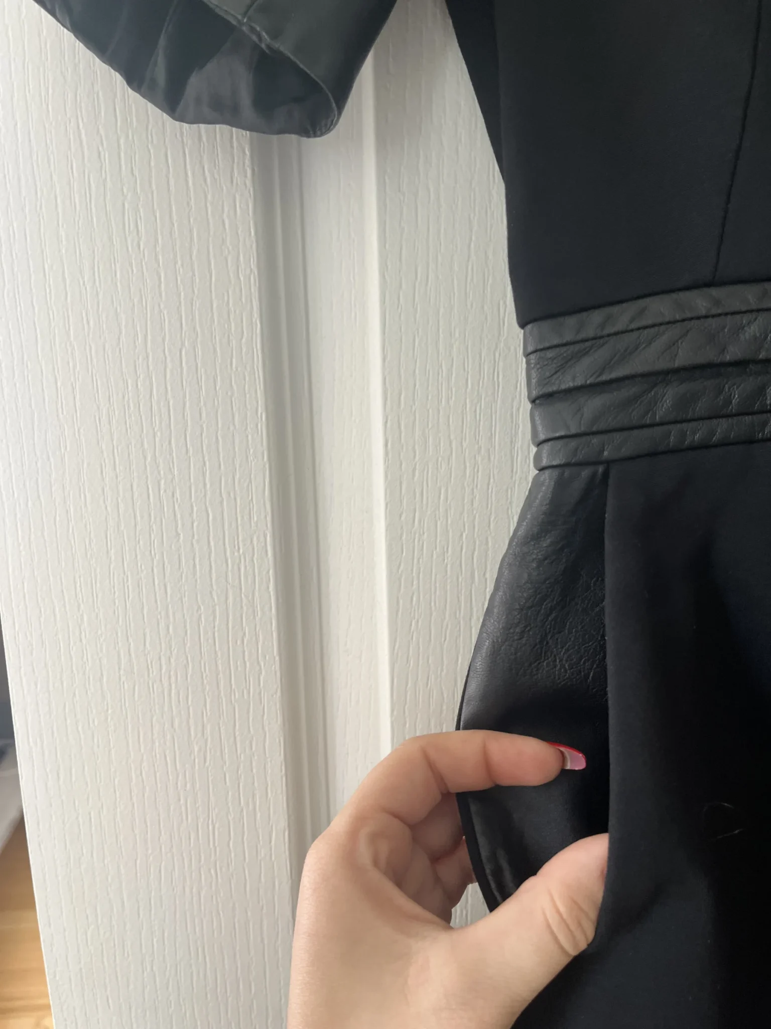 Image for The Kooples black dress with leather yoke size 40 - L