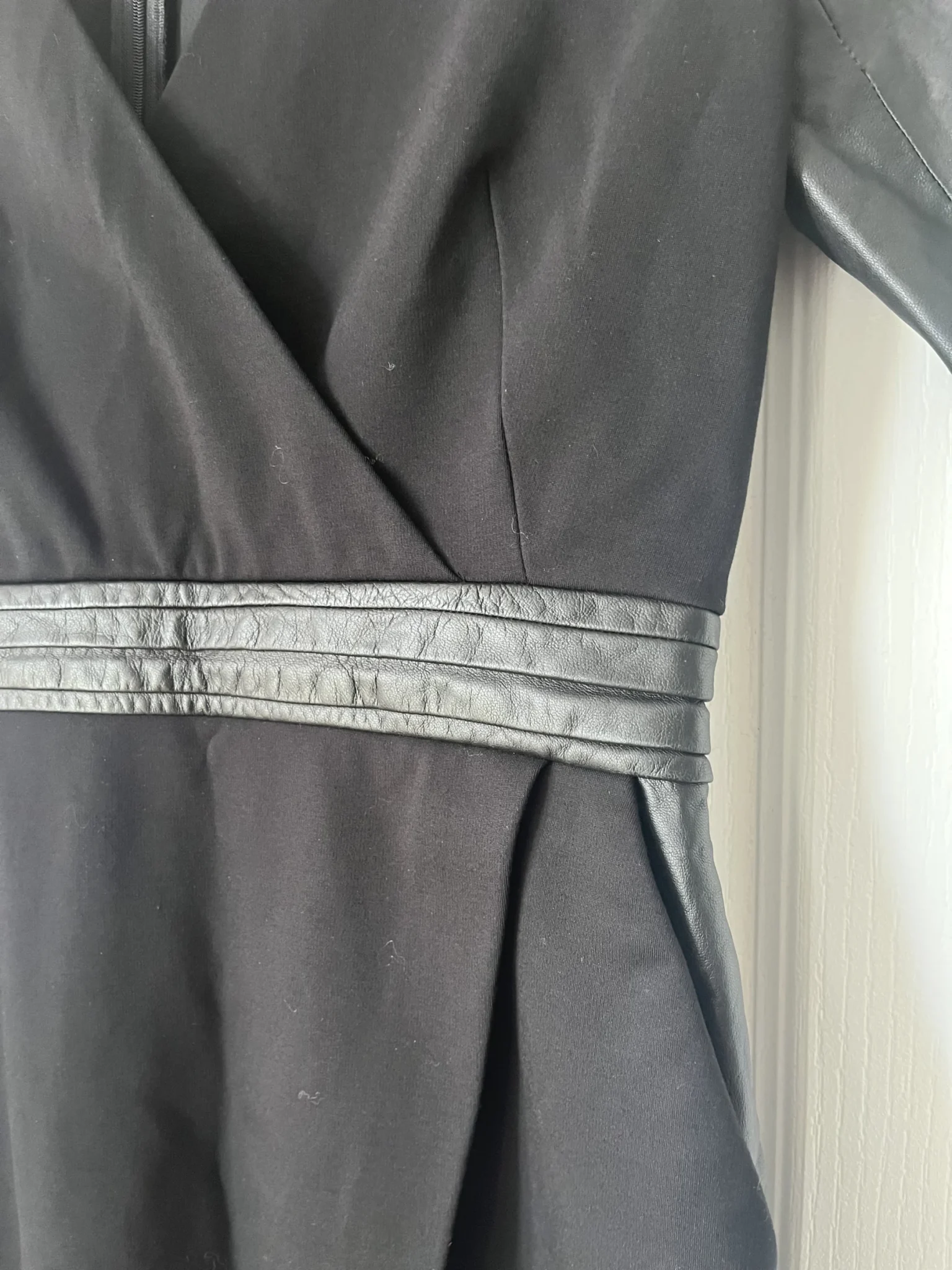 Image for The Kooples black dress with leather yoke size 40 - L