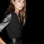 Thumbnail for The Kooples black dress with leather yoke size 40 - L
