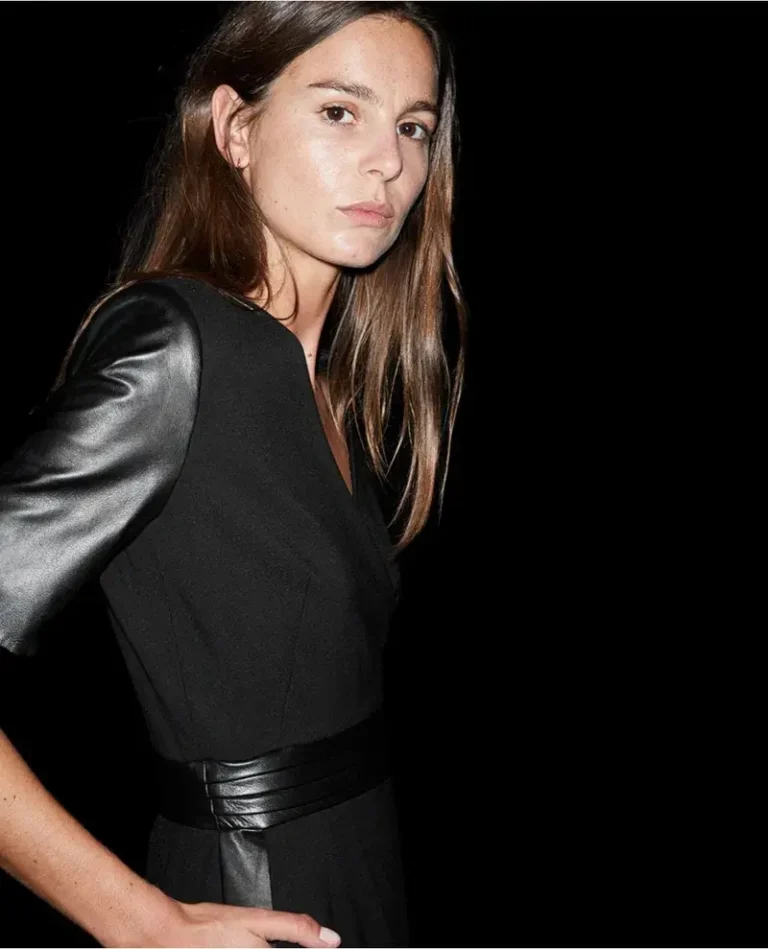 Image for The Kooples black dress with leather yoke size 40 - L