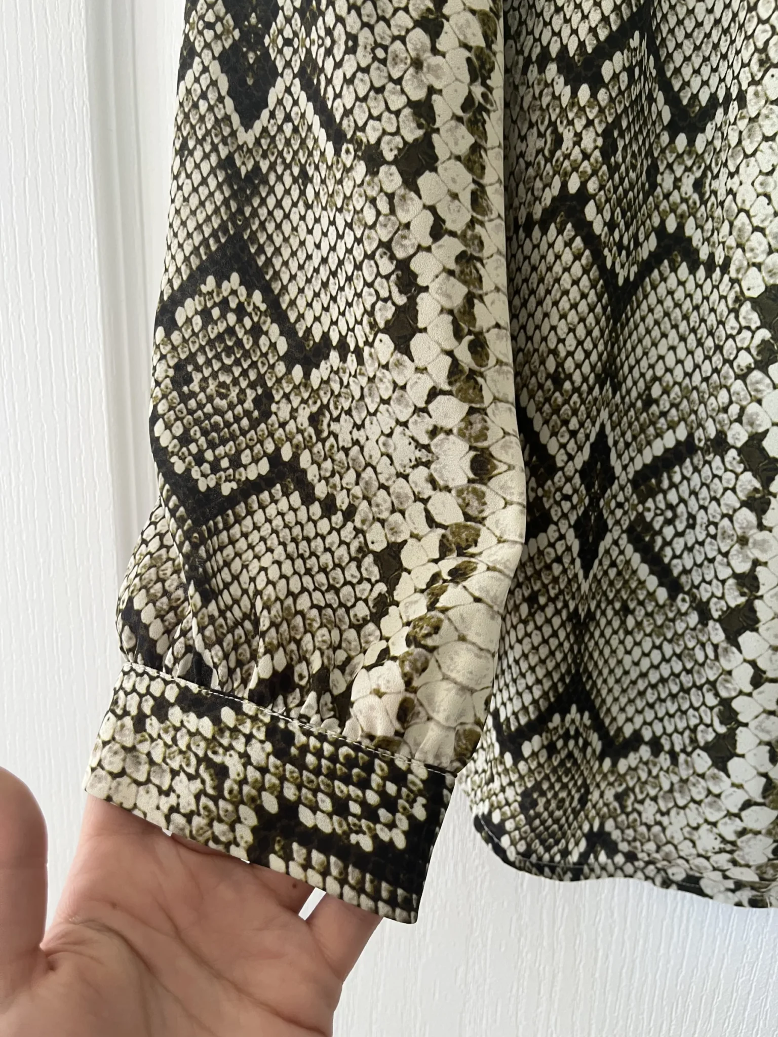 Image for JCrew blouse size 10 python pattern with lavaliere collar
