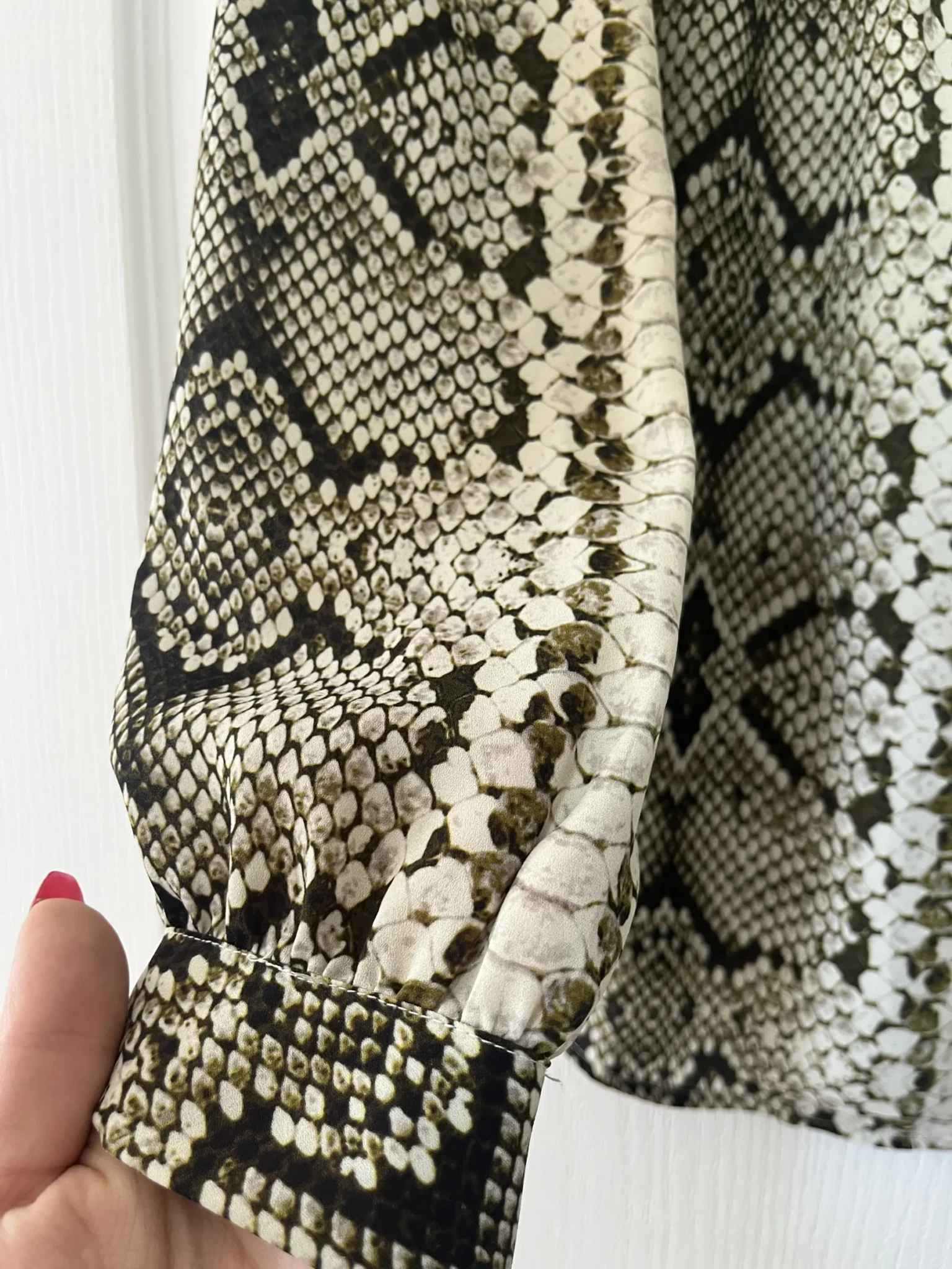 Image for JCrew blouse size 10 python pattern with lavaliere collar