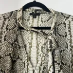 Thumbnail for JCrew blouse size 10 python pattern with lavaliere collar