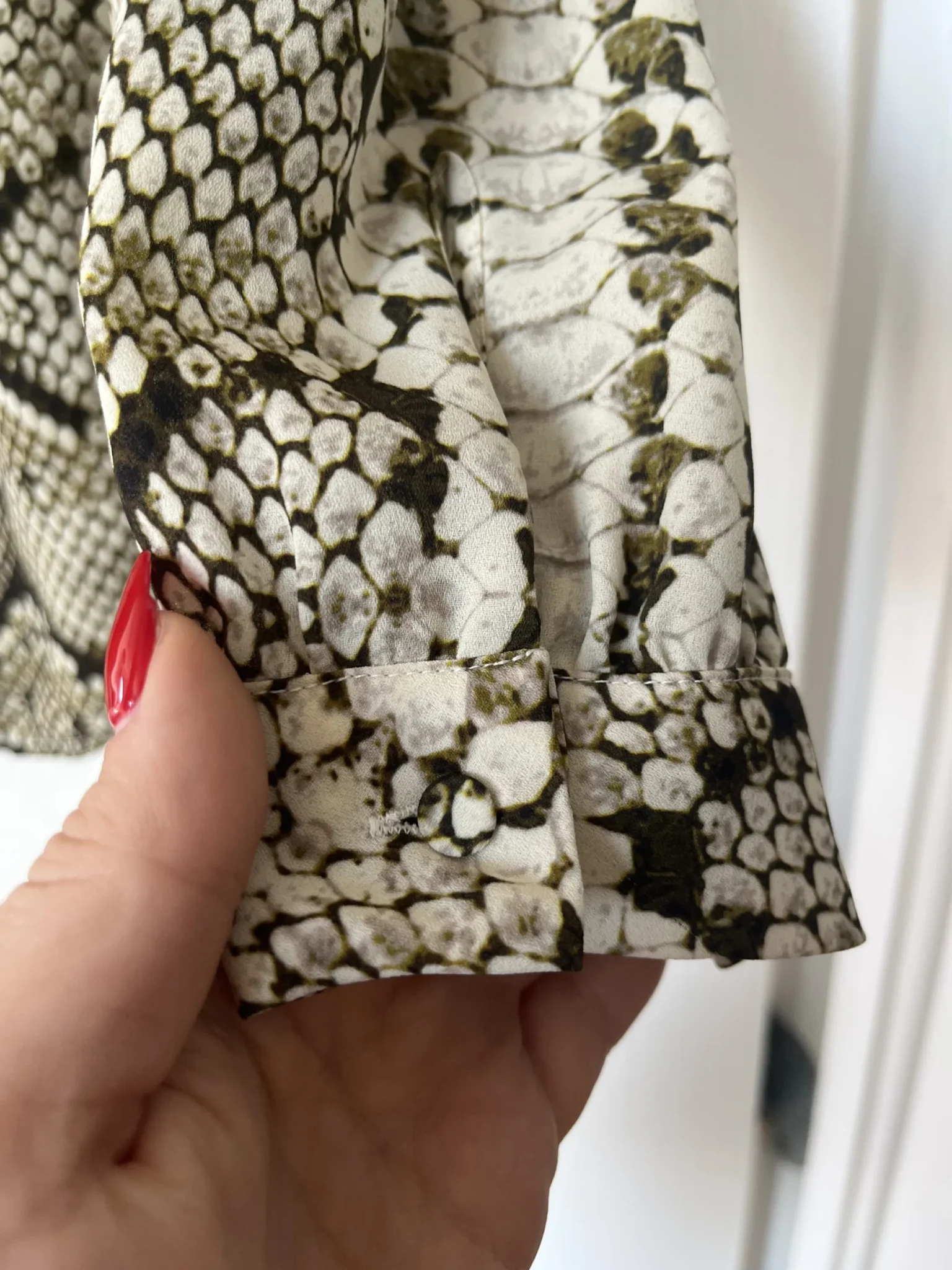 Image for JCrew blouse size 10 python pattern with lavaliere collar