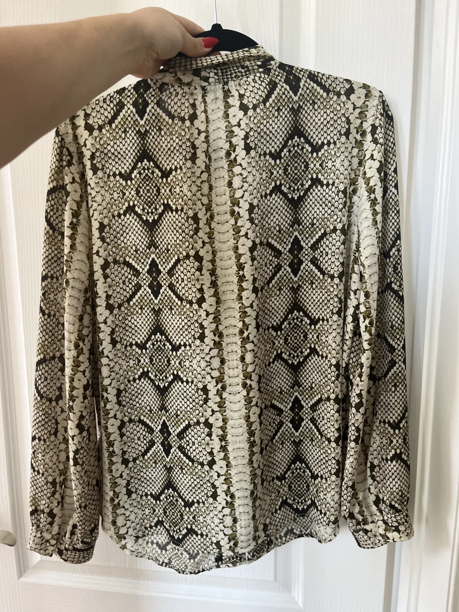 Image for JCrew blouse size 10 python pattern with lavaliere collar