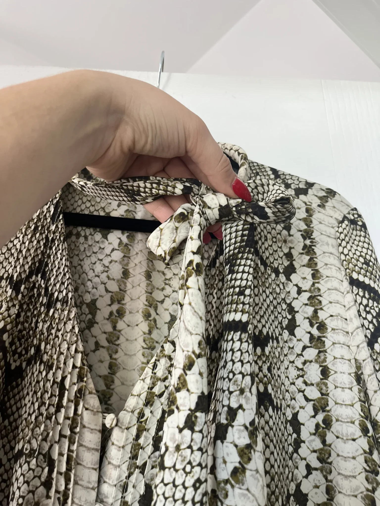 Image for JCrew blouse size 10 python pattern with lavaliere collar