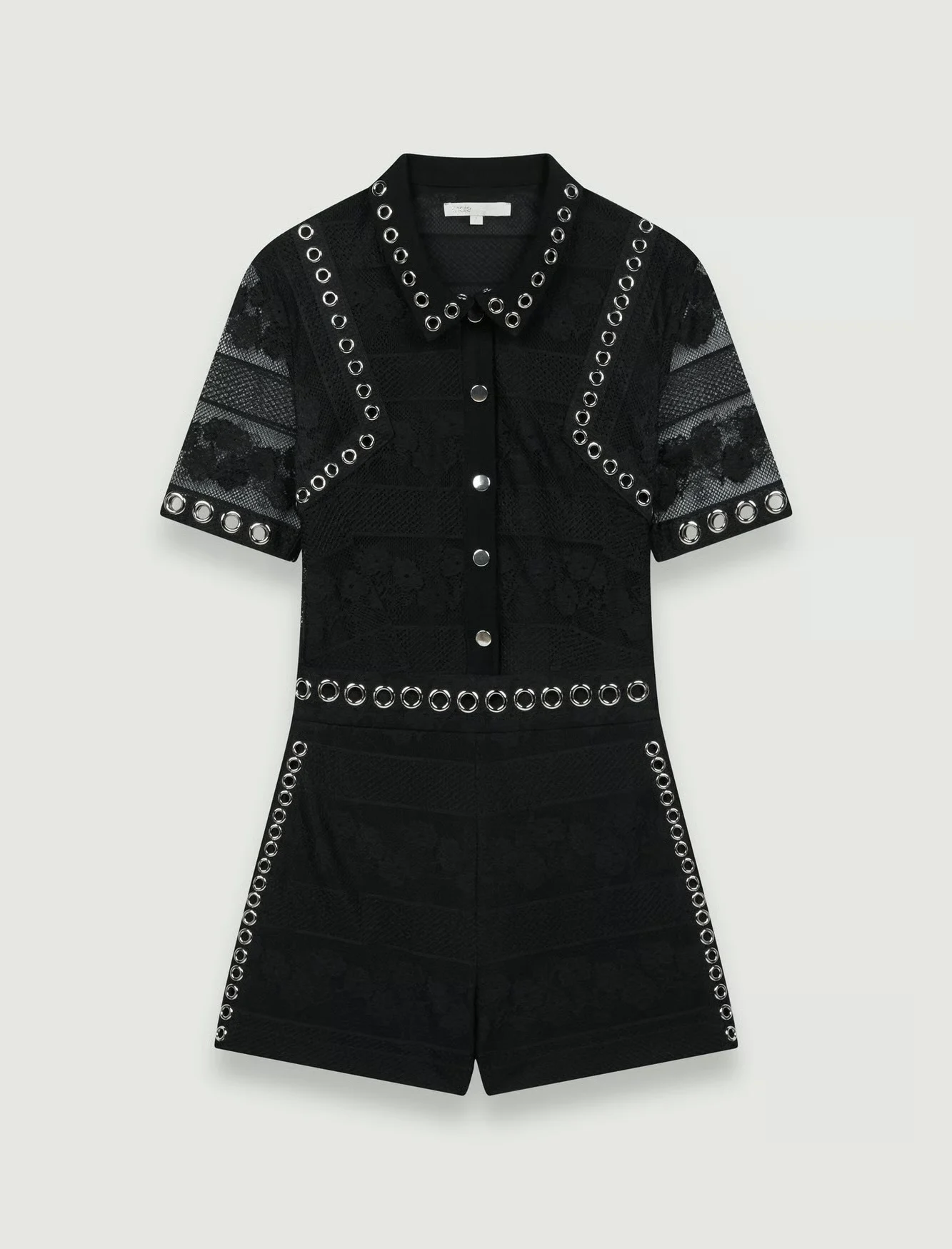 Combinaison short Maje taille 36 - S noir à dentelle fleuris Maje seconde main