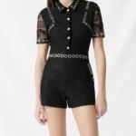 Thumbnail for Maje short jumpsuit size 36 - S black with lace flowers