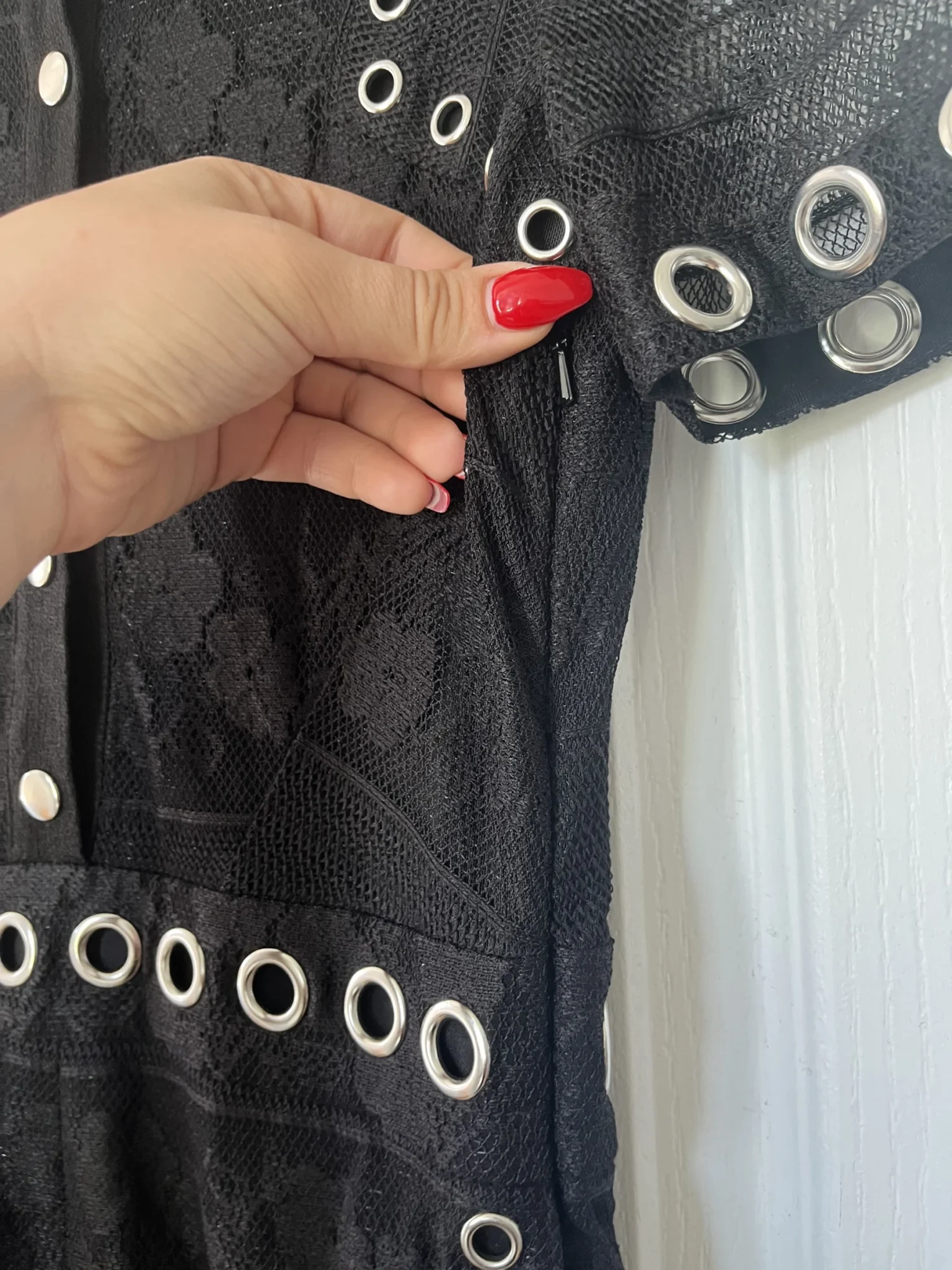 Image for Maje short jumpsuit size 36 - S black with lace flowers