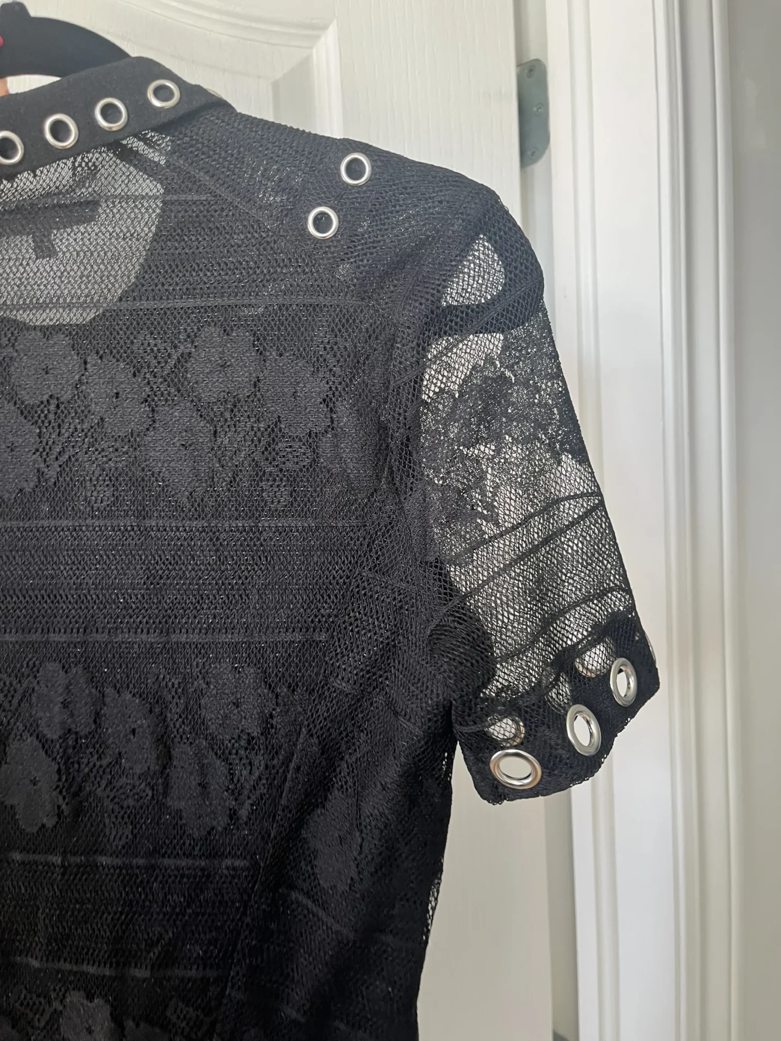 Image for Maje short jumpsuit size 36 - S black with lace flowers