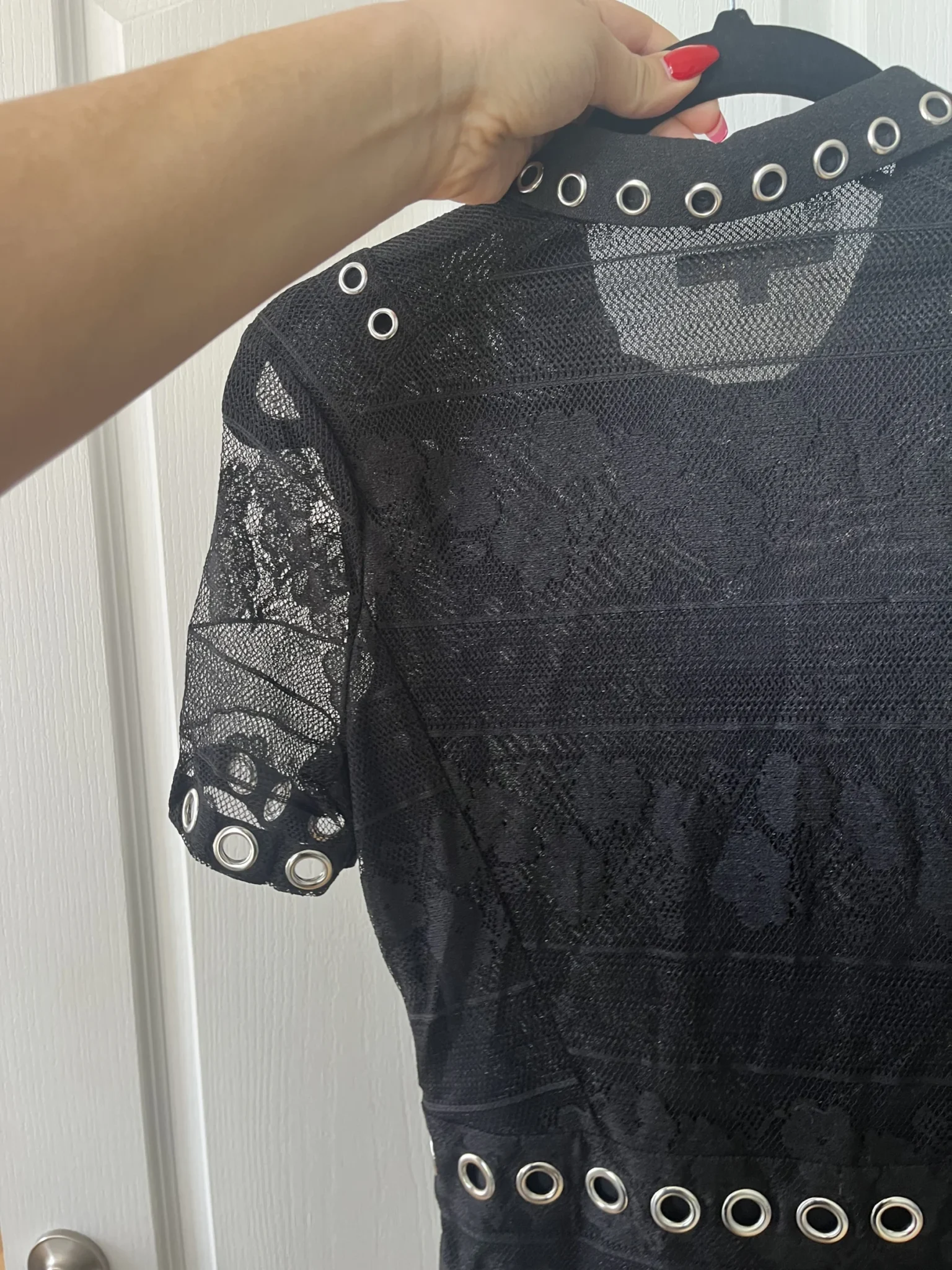 Image for Maje short jumpsuit size 36 - S black with lace flowers