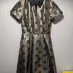 Thumbnail for Gold and black retro goth dress - Skulls