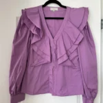 Thumbnail for Never Fully Dressed blouse size 8US - 40FR purple with ruffles