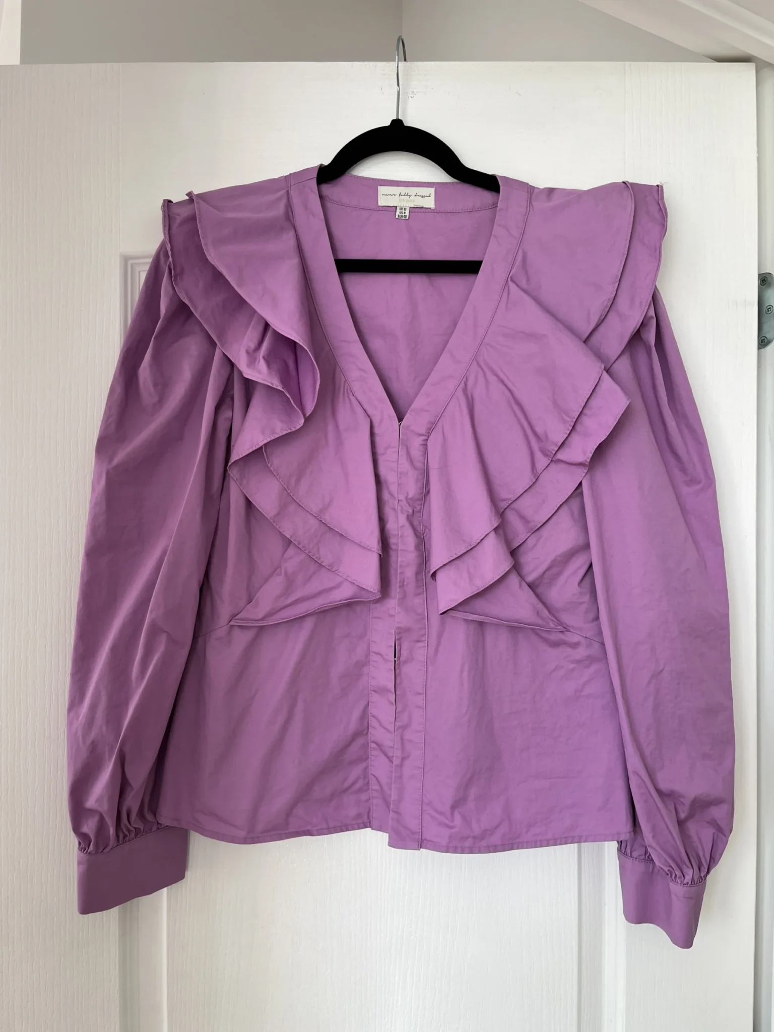 Image for Never Fully Dressed blouse size 8US - 40FR purple with ruffles
