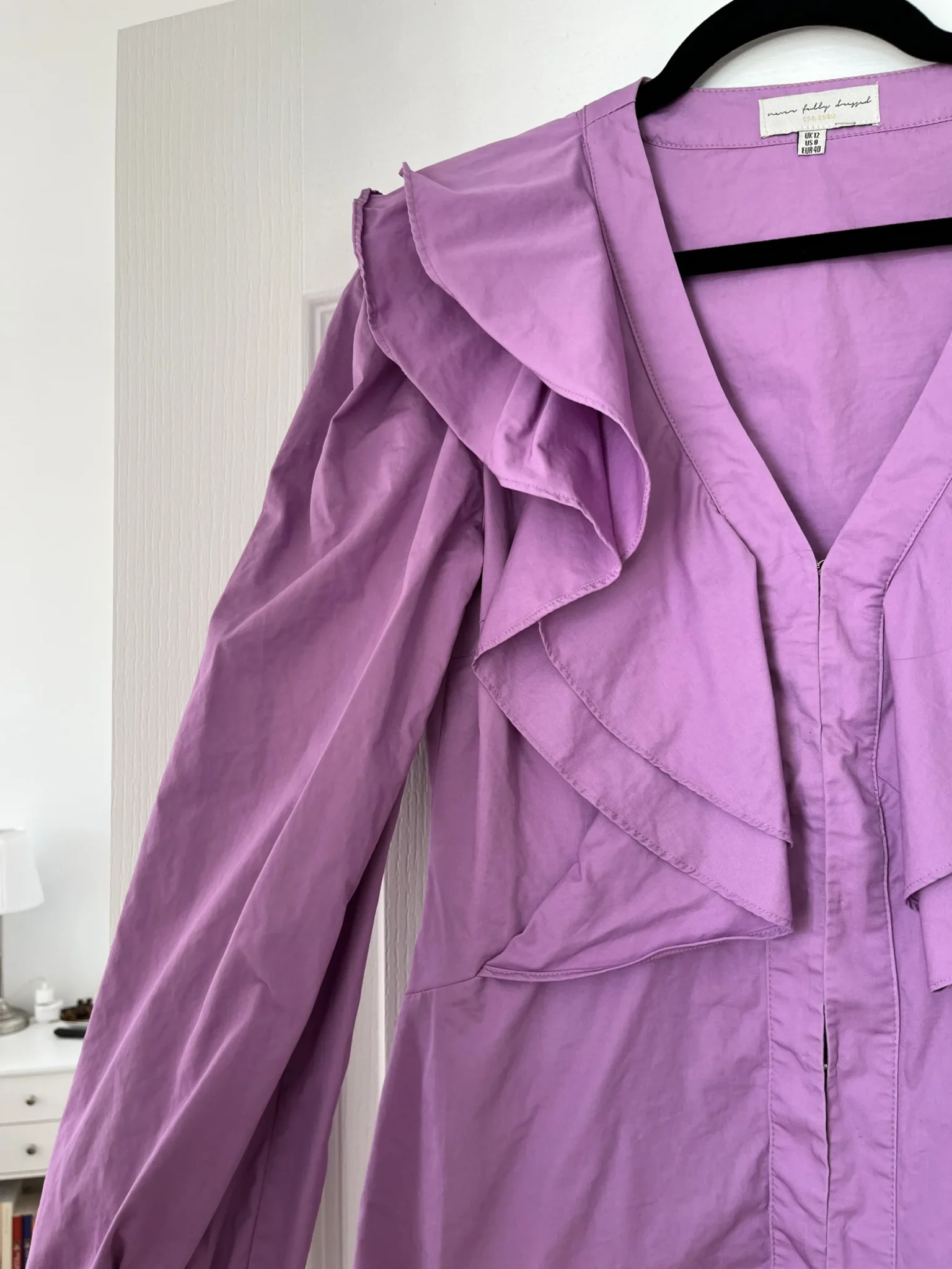 Image for Never Fully Dressed blouse size 8US - 40FR purple with ruffles