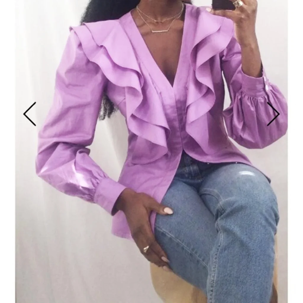 Image for Never Fully Dressed blouse size 8US - 40FR purple with ruffles