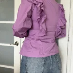 Thumbnail for Never Fully Dressed blouse size 8US - 40FR purple with ruffles