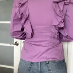 Thumbnail for Never Fully Dressed blouse size 8US - 40FR purple with ruffles