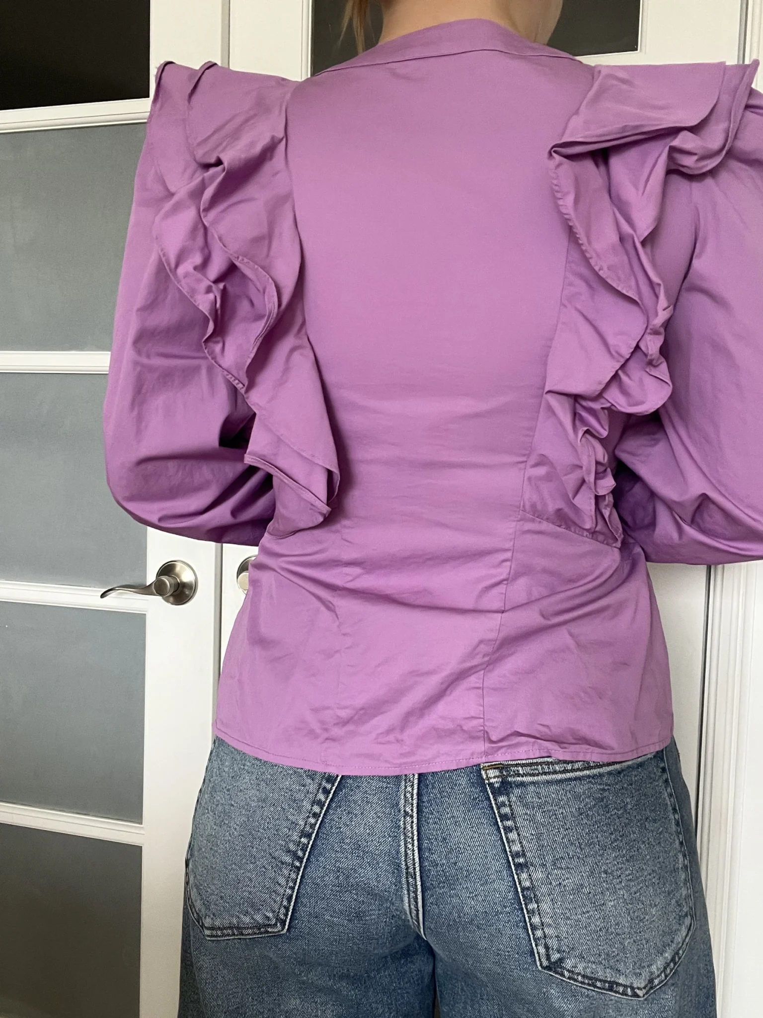 Image for Never Fully Dressed blouse size 8US - 40FR purple with ruffles
