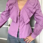 Thumbnail for Never Fully Dressed blouse size 8US - 40FR purple with ruffles