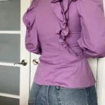 Thumbnail for Never Fully Dressed blouse size 8US - 40FR purple with ruffles