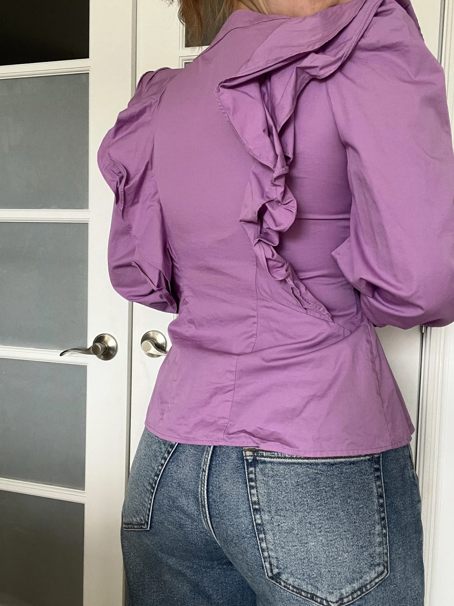 Image for Never Fully Dressed blouse size 8US - 40FR purple with ruffles