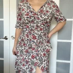 Thumbnail for Isabel Marrant size 40 white floral silk dress