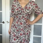 Thumbnail for Isabel Marrant size 40 white floral silk dress
