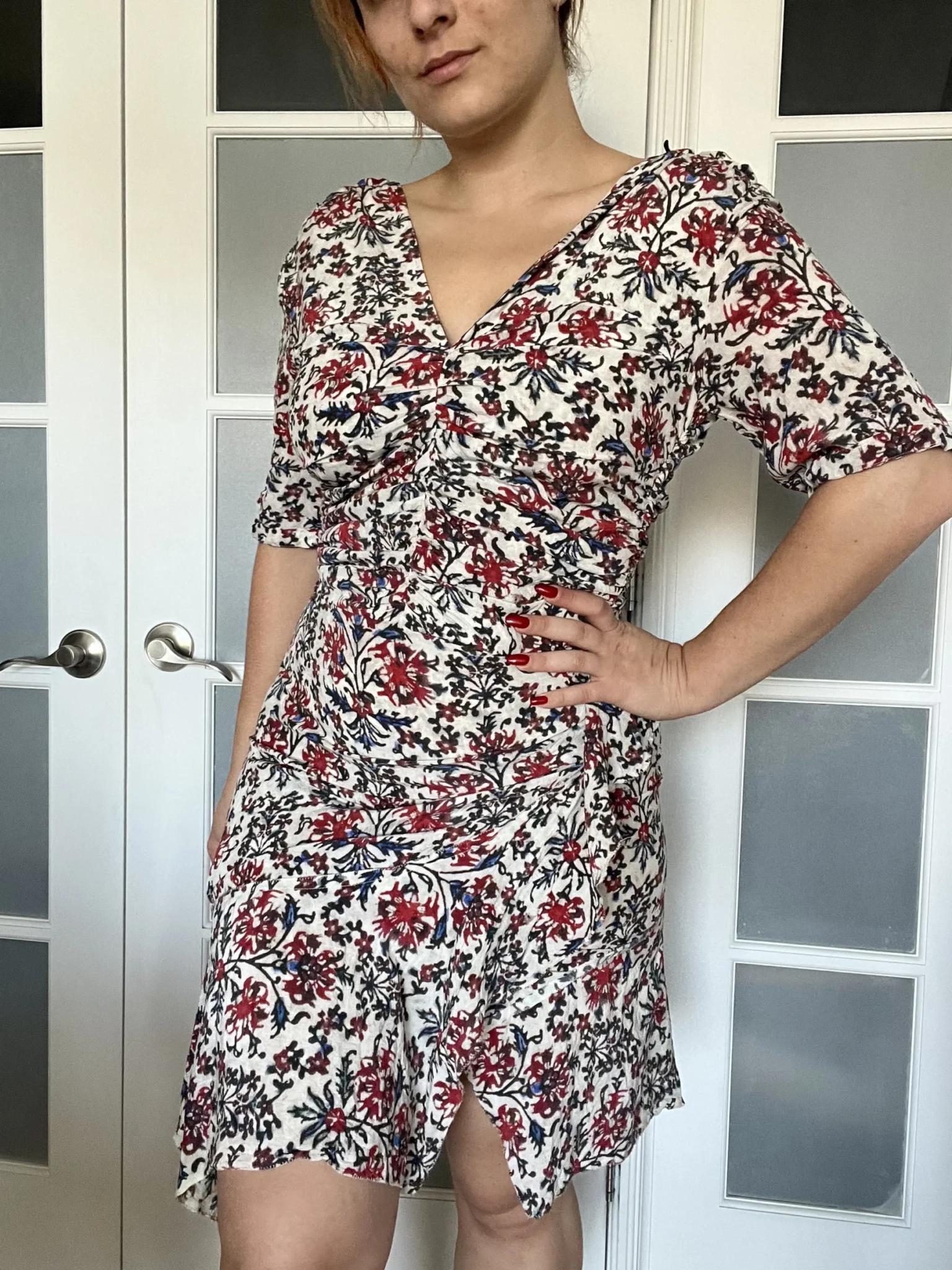 Image for Isabel Marrant size 40 white floral silk dress