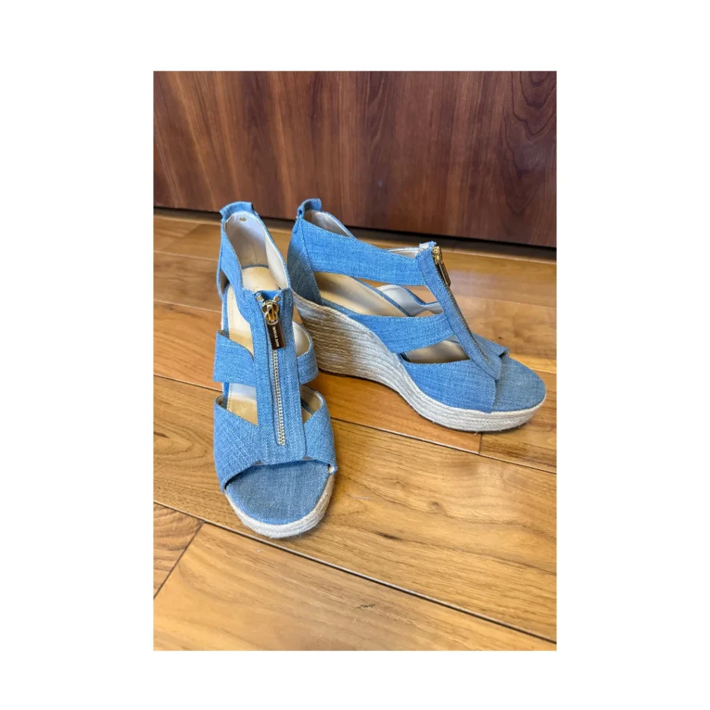 Image for Michael Kors wedge sandals in denim espadrilles size 9