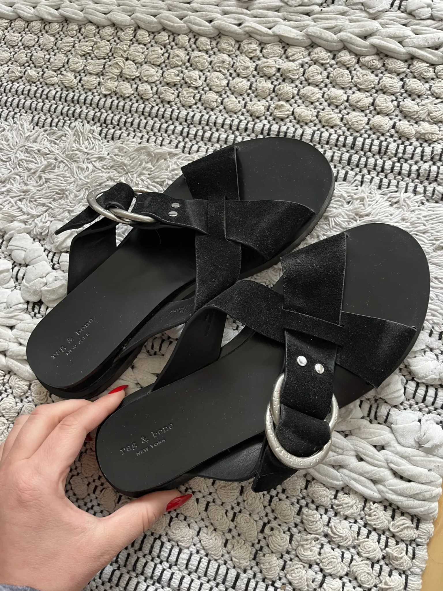 Image for Rag and Bone leather and suede sandals size 40 black