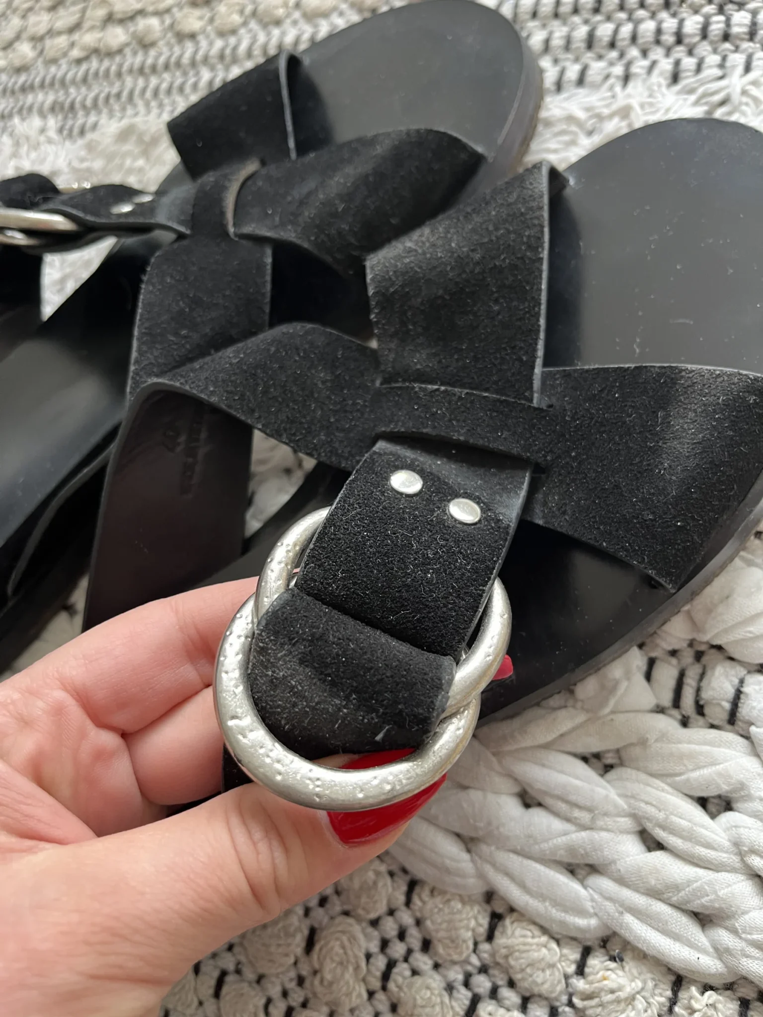 Image for Rag and Bone leather and suede sandals size 40 black