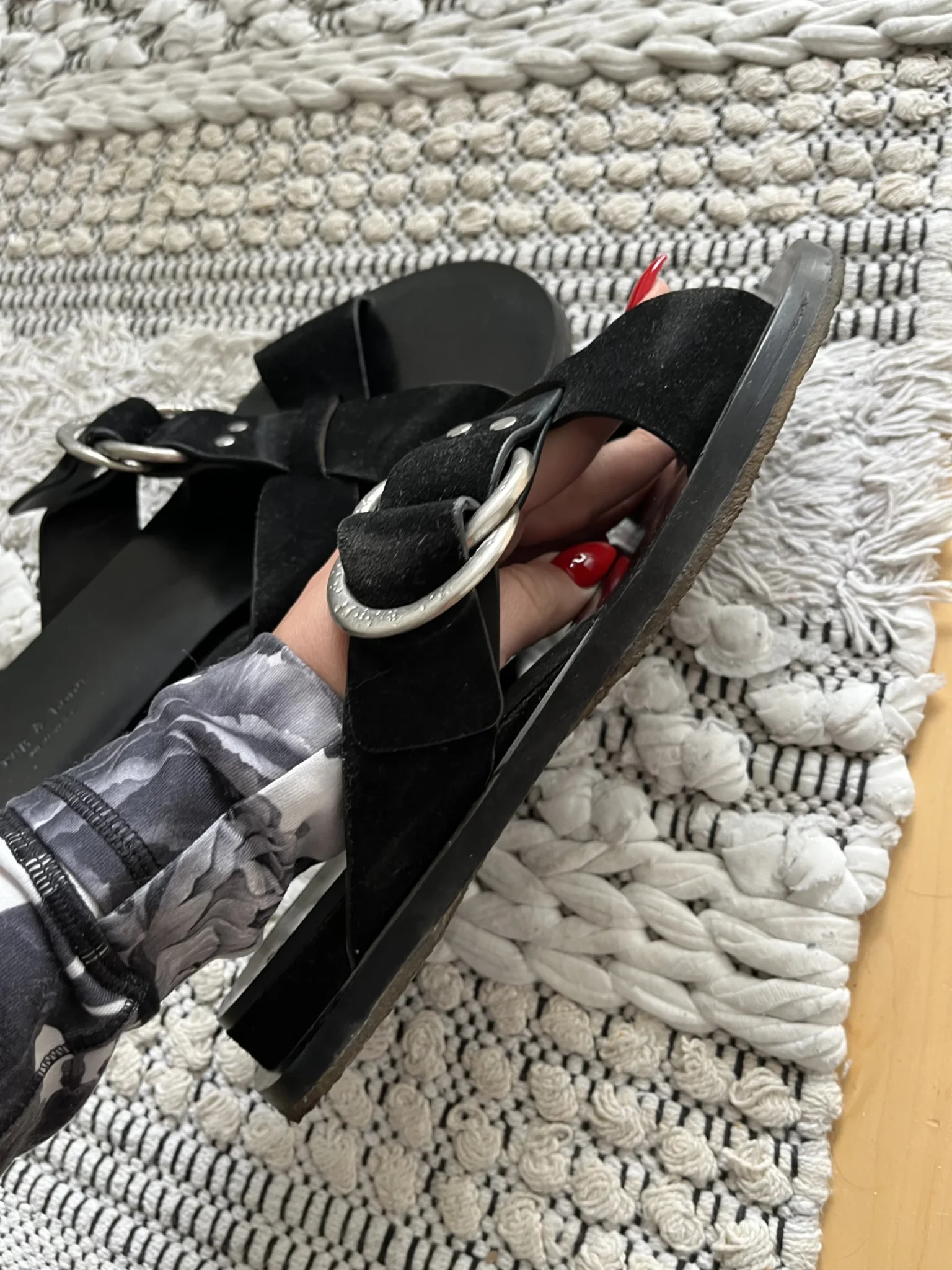 Image for Rag and Bone leather and suede sandals size 40 black